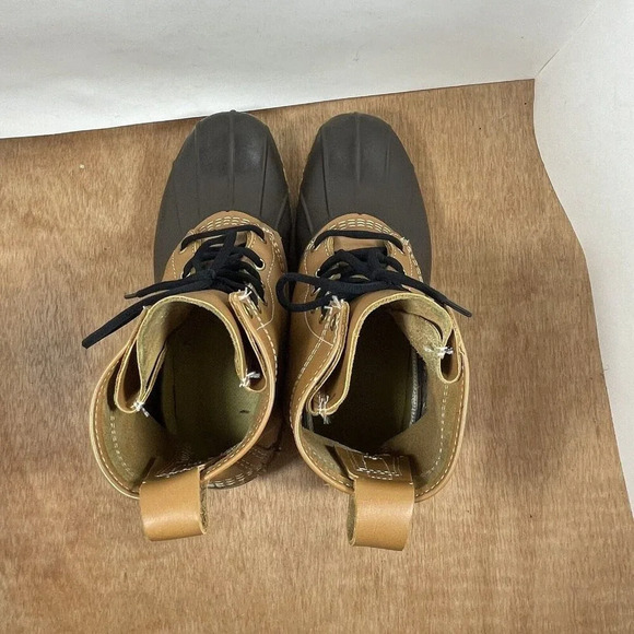 LL Bean Duck Boots Men's Size 8 Brown Leather 6 Inch Lace Up Snow Rain Boots - Picture 5 of 9